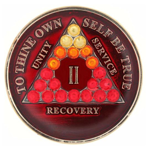Transition Red Crystallized Specialty AA Anniversary Medallion 1 - 65 yrs