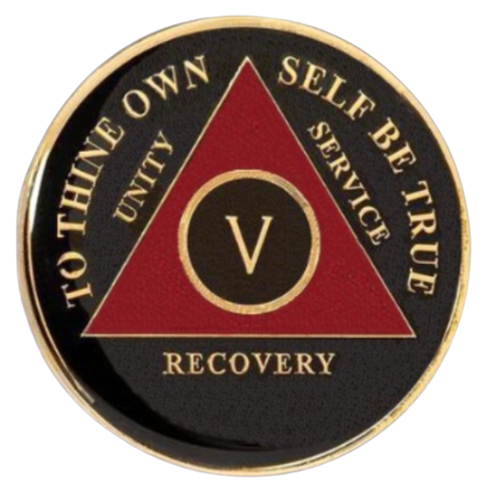 AA Black/Red Medallion (Yr 1-50) Anniversary Coin Alcoholics Anonymous