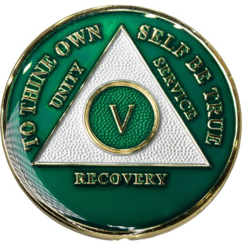 AA Green Medallion (Yrs 1-60) Anniversary Coin Alcoholics Anonymous
