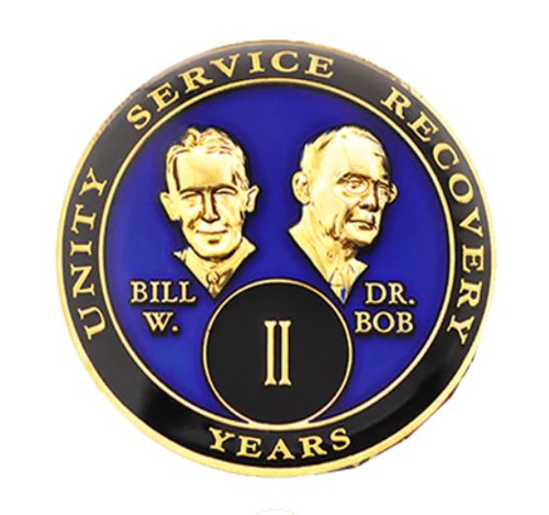 Bill & Bob Blue Medallion (Yrs 1-55) Anniversary Coin Alcoholics Anonymous