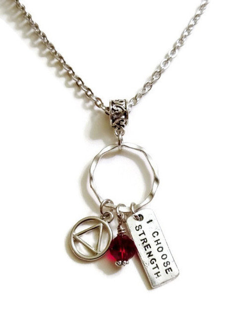 Moon Charm Holder Necklace Alcoholics Anonymous - Doing It Sober