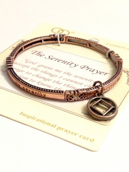 Serenity Prayer Metal Stretch Bracelet with NA Narcotics Anonymous Charm  Serenity Prayer Metal Stretch Bracelet with NA Narcotics Anonymous Charm