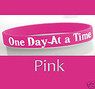 One Day At A Time  Pink AA Alcoholics  Anonymous Plastic Wristband