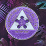 AA Bling w Pk/Wh Crystal Circle on Glitter Lavender Coin (Yrs 1-65/24 hrs, mnth