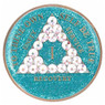 AA Glitter Turquoise Medallion w AB Triangle Bling (Years 1-50) AA Glitter Turquoise Medallion w AB Triangle Bling (Years 1-50)