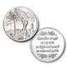 Shiny Silver Finish with Aqua Stone - Guardian Angel Coin