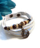 Leather Bronze NA Bracelet Snap Closure - White