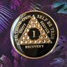 AA Medallion Black w Topaz Triangle Crystals Yrs 1-65, Days, Months AA Medallion Black w Topaz Triangle Crystals Yrs 1-65, Days, Months
