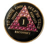 AA Medallion Black Pink Transition Bling Crystals Yrs 1-65, Days, Months