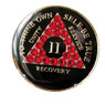 AA Medallion Black w Red Triangle Bling Crystals (Yrs 1-65, Days, Months)