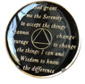 AA Medallion Black w Blue Crystal Triangle Bling (Yrs 1-65, Days, Months)
