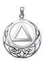 alcoholics anonymous round pendant, sterling silver
