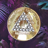 AA Medallion 24KT Gold Plated AA Coin with White Crystals Years 1-50