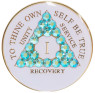 Sobriety Chip AA Peridot AB Bling Crystallized White Medallion 1-40 years