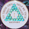 Sobriety Chip AA Peridot AB Bling Crystallized White Medallion 1-40 years