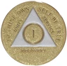 Sobriety Chip AA Gold Glitter Triplate