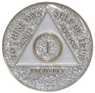 Sobriety Chip AA silver glitter triplate