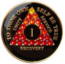 AA Medallion Black Red Transition Bling Crystals 1-65 yrs, 24 hrs, 18 mnths