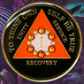 AA Black Recovery Medallion w Orange Bloom Bling (Yrs 1-40)