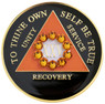 AA Black Recovery Medallion w Orange Unity Bling (Yrs 1-40)