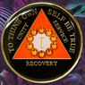 AA Black Recovery Medallion w Orange Unity Bling (Yrs 1-40)
