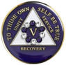 AA Purple 10th Step Bling Tri-Plate Medallion with Crystals 1-65 years