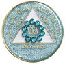AA Crystallized Glitter Aqua Unity- AA Anniversary Medallion 1-50 years