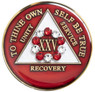 AA Red 10th Step Bling Tri-Plate Medallion 1-65 yrs AA Red 10th Step Bling Tri-Plate Medallion 1-65 yrs