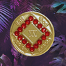 NA Gold Bling Recovery Medallion- Red Light Siam Crystals Yrs 1-60