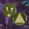 Bill & Bob Anniversary Coin Gold/ Sage, aa medallion, Years  1 - 55 year, 24 hours, 18 months Bill & Bob Anniversary Coin Gold/ Sage, aa medallion, Years  1 - 55 year, 24 hours, 18 months