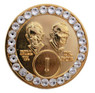 Bill & Bob White Diamond Crystallized Gold Medallion AA Bling Coin