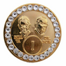 Bill & Bob White Diamond Crystallized Gold Medallion AA Bling Coin