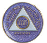 AA Alcoholics Anonymous Purple Glitter Anniversary Medallion (1-60 yrs)