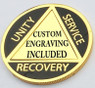NEW! Bright Gold Personalized Engravable Alcoholics Anonymous AA Medallion w/Multiple Colors!
