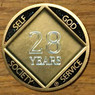 NEW! Antique Gold Personalized Engravable Alcoholics Anonymous AA Medallion w/Multiple Colors!