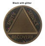 NEW! Antique Gold Glitter Personalized Engravable Alcoholics Anonymous AA Medallion w/Multiple Colors!
