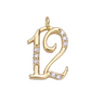 CZ Number Charms, Gold Fill , Bracelet Necklace Charm, Number 1-12 CZ Number Charms, Gold Fill , Bracelet Necklace Charm, Number 1-12