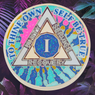 New Premium AA Yearly Pink Blue Glitter Tie-Dye Recovery Medallion
