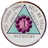 New Premium AA Bling Crystal Yearly "Pink Cloud" Glitter Recovery Medallion New Premium AA Bling Crystal Yearly "Pink Cloud" Glitter Recovery Medallion