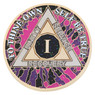 New Premium AA Crystal Bling Yearly Pink Purple Black Glitter Tie-Dye Recovery Medallion New Premium AA Crystal Bling Yearly Pink Purple Black Glitter Tie-Dye Recovery Medallion