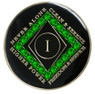 NA Black Clean Time Yearly Medallion with  Fern Green Crystals Yrs 1-40