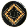 NA Black Clean Time Yearly Medallion Colorado Topaz Gold Crystals Yrs 1-40