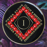 NA Black Clean Time Yearly Medallion Lt. Siam Red Crystals Yrs 1-40 NA Black Clean Time Yearly Medallion Lt. Siam Red Crystals Yrs 1-40