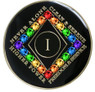 NA Black Clean Time Yearly Medallion Rainbow Crystals Yrs 1-40