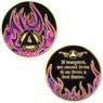 24k Plated AA Pink Flames Anniversary Medallion - Years 1-40 24k Plated AA Pink Flames Anniversary Medallion - Years 1-40