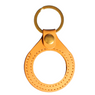 Tan Two-side Leather Key Fob Gold finish Medallion Holder