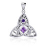 Celtic Trinity Knot NA Recovery and Celestial Silver Pendant with Gemstone