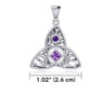 Celtic Trinity Knot NA Recovery and Celestial Silver Pendant with Gemstone