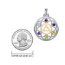Flower of Life with AA Symbol Sterling Silver with 14K Gold Vermeil Accent Pendant