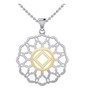Rose Window NA Symbol Sterling Silver 14K Gold  Accent Pendant  Necklace